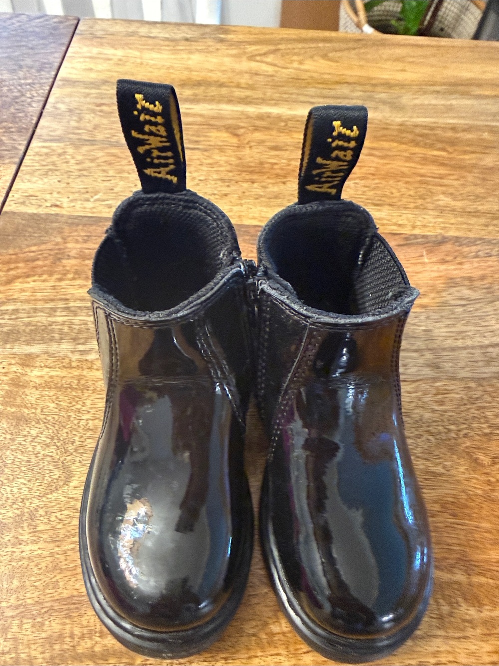 Dr. Martens Kids Black Patent Chelsea Boots with Heel Loop